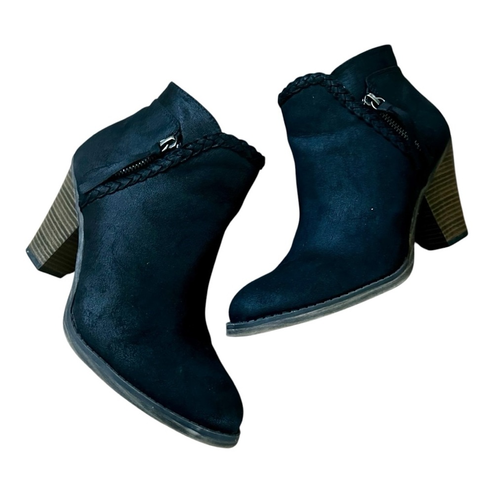 MIA Black Ankle Booties with Braided Detail